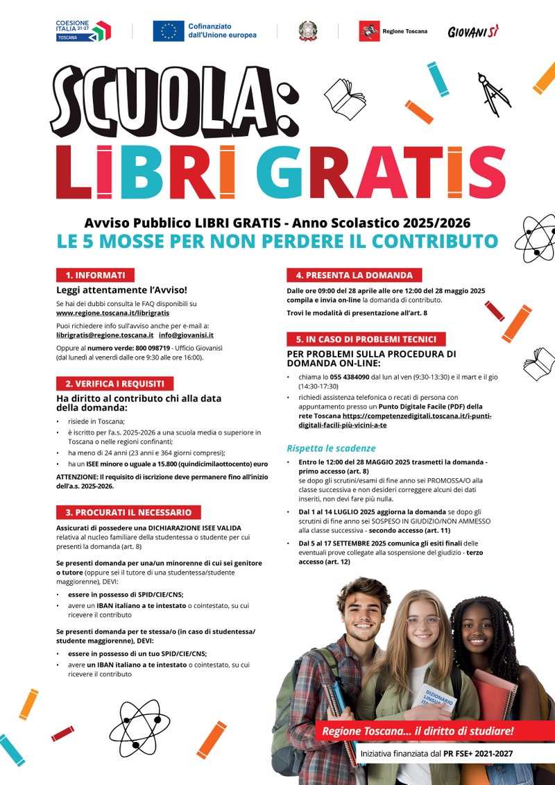 Bando "Libri Gratis" - Domande al via dal 28 Aprile